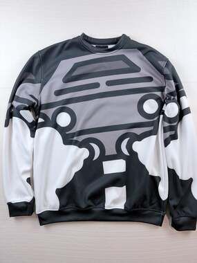 Fresh Hoods Graphic Pullover Sweatshirt Size L Black White Grey